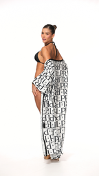 Kimono Santorini - Estampado blanco y negro