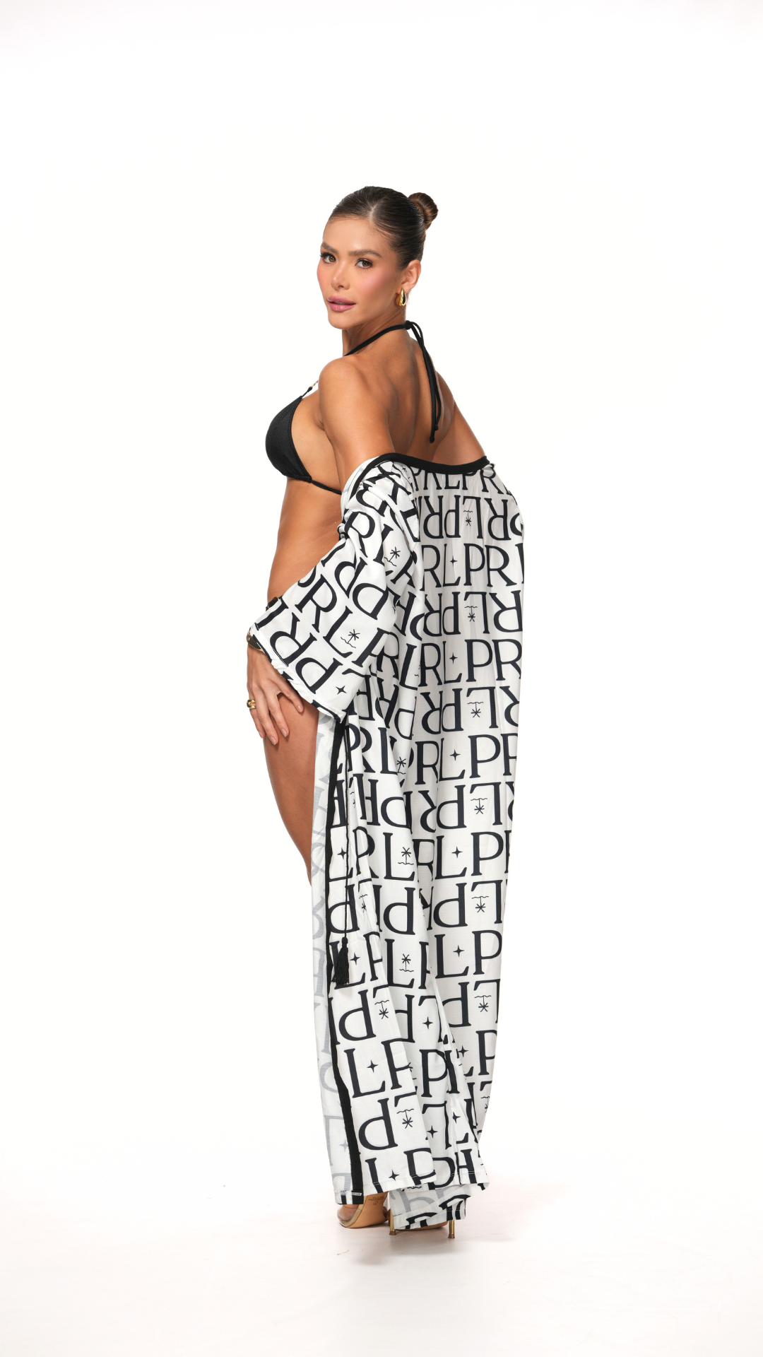 Kimono Santorini - Estampado blanco y negro