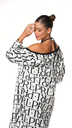 Kimono Santorini - Estampado blanco y negro