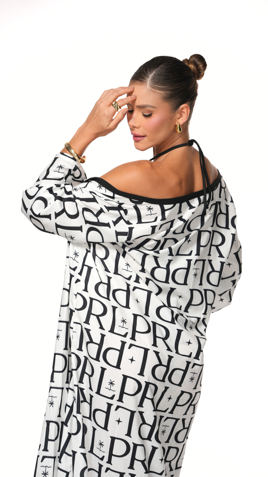 Kimono Santorini - Estampado blanco y negro